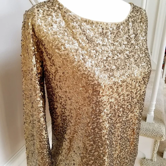 New! J Crew Gold Sequin Boatneck Top in Small - Picture 3 of 8
